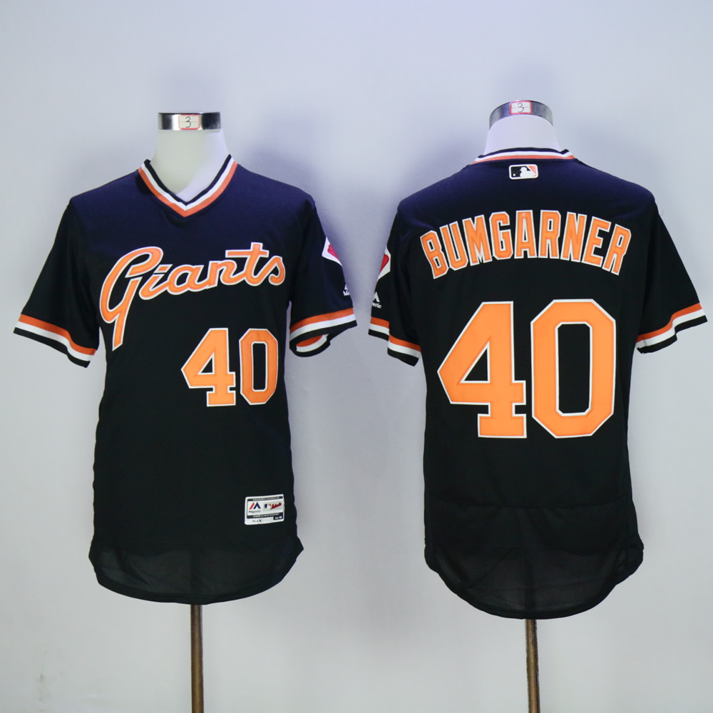 Men San Francisco Giants #40 Bumgarner Black Throwback MLB Jerseys